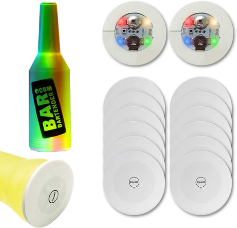 12Pcs LED Coaster, LED Sticker Lights, LED Bottle Lights Cup Holder Lights for Wine Liquor Bottle, Bottle Sparklers for Champagne, Party, Bar, Col...