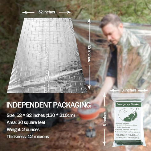 4-Pack Emergency Mylar Thermal Blankets -Space Blanket Survival kit Camping Blanket. Perfect for Outdoors, Hiking, Survival, Bug Out Bag, Marathon...