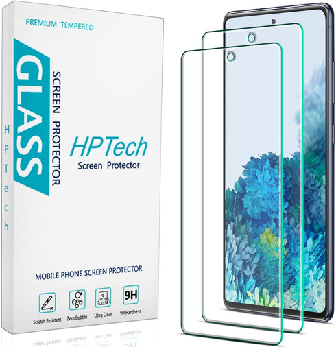 HPTech (2 Pack) Designed for Samsung Galaxy S20 FE, Galaxy S20 FE 5G, Galaxy S20 FE 5G UW Tempered Glass Screen Protector, 9H Hardness, Support Fi...
