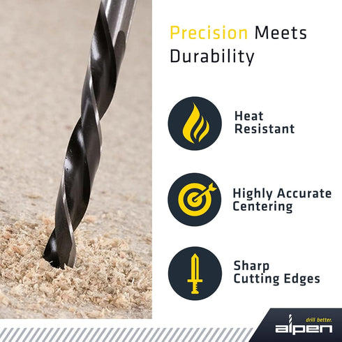 5 pcs Wood Drill Bit Set metric for Hard and Soft Wood - Extra Sharp Edges for Precise Holes and Effortless Drilling - Durable Drill Bit Kit for F...
