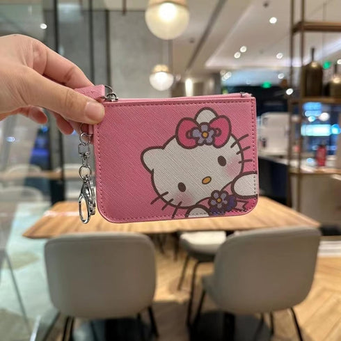 Cute Kitty Wallet Cartoon Anime Purse Credit Card Holder with Kawaii Melody Lanyard Gift for Girl Women(Red)...