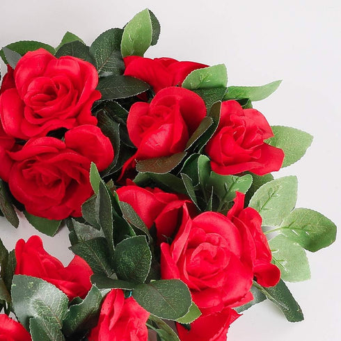 LESING Rose Garlands Artificial Rose Vines, 4PCS(28.8FT) Fake Silk Flower Vines with Greenery Plants for Wedding Hanging, Home Office Arch, Garden...