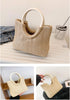 Tote Bag for Women, Straw Beach Bag, Round Leather Handbag, Bohemian Hand-Woven, Summer Bag Suitable for Beach, Travel, Daily Matching (White)...