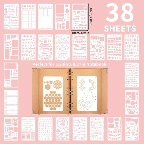 38 Pcs Journal Stencils Planner Stencils for Painting DIY Season Drawing Templates for Notebook Diary Scrapbook Journal 5.1" X 7.9"...