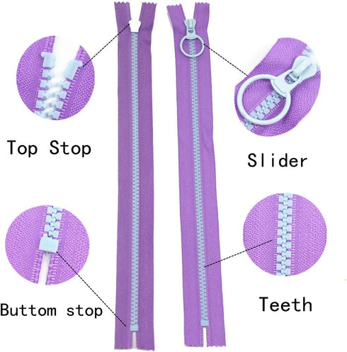 YaHoGa 10PCS 16 Inch (40CM) #5 Plastic Zippers with Lifting Ring Pull Close End Vislon Resin Zippers for DIY Sewing Craft Bags Garment (16" C/E)...