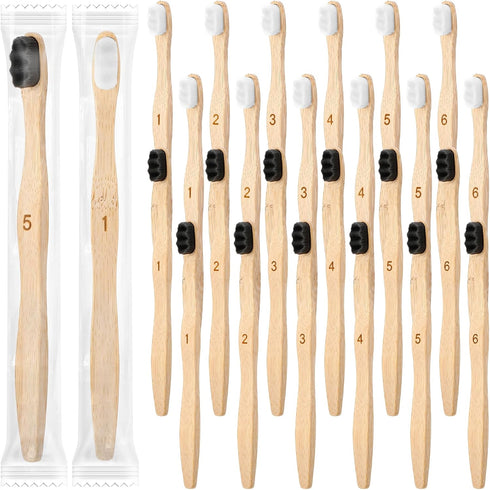 Sieral 24 Pcs Toothbrushes Extra Soft Bristles Wooden Bamboo Toothbrush 20000 Soft Natural Bristle Toothbrush for Kids Adults Home Travel Individu...