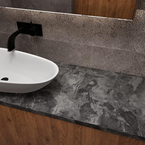 Grey Marble Textured Wallpaper Peel and Stick Gray Granite Countertop Contact Paper Matte Thicken 16x79 inch Waterproof Adhesive DIY Wall Stickers...