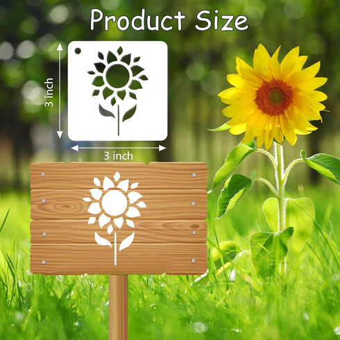 60 Reusable Flower Stencils for Painting on Wood and Canvas Sunflower Leaf Rose Bee Bird Stencil Small Craft Stencils 3x3 Inch Paint Stencils for ...