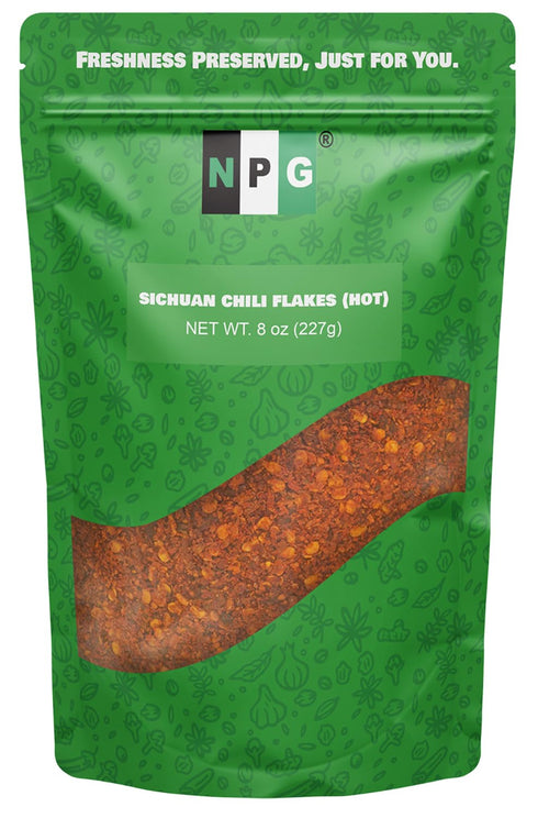 NPG Authentic Sichuan Chili Flakes 8 Ounce, Extra Hot, Szechuan Crushed Red Pepper Flake Bulk, Essential Spice Seasoning for Making Kimchi, Chili ...