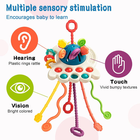 Montessori Toys for 18M+, Food Grade Silicone Pull String Activity Toy, Sensory Toys for Toddlers, Travel Toys for Babies, Baby Toys Fine Motor Sk...
