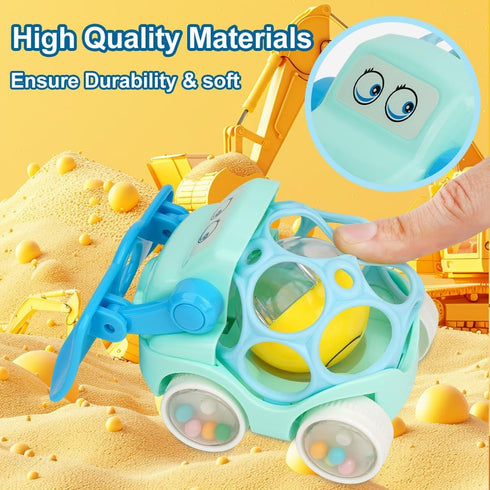 Toys for 1 Year Old Girls/Baby Pink Car Toys for Girls/Push and Go Trucks Soft Rattle Car for Infant Toddlers /1 year old girl and boy birthday gi...
