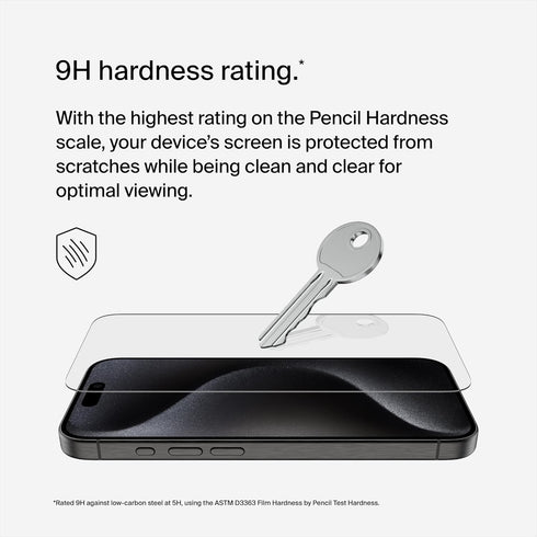 Belkin ScreenForce TemperedGlass Treated Screen Protector for iPhone 15 Pro - Slim & Scratch-Resistant - Includes Easy Align Tray for Bubble Free ...