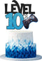 Level 10 Game Birthday Cake Topper - Video Game Boy's 10th Birthday Level Up Party Blue Cake Supplies - Game On Winner Gaming Party Decoration...