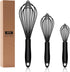 Dishwasher Safe Silicone Whisk, Sealed Waterproof Design Set of 3, Professional Kitchen Whisks for Cooking Non-Scratch, Silicone & Stainless Steel...