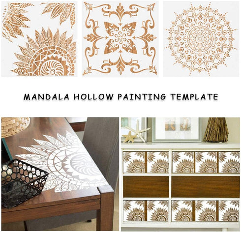 9 Pack(12x12 Inch) Large Mandala Stencils, Reusable Stencils for Painting Template Stencils Painting DIY Painting Art Scrapbook on Wood, Floor, Wa...