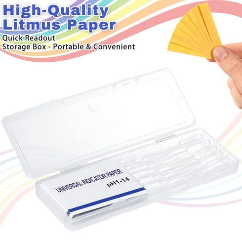 pH Test Strips with Test Pipette Droppers and 1 Storage Case Full Range 1-14 Universal pH Test Litmus Paper pH Strips Water pH Tester pH Paper Tes...