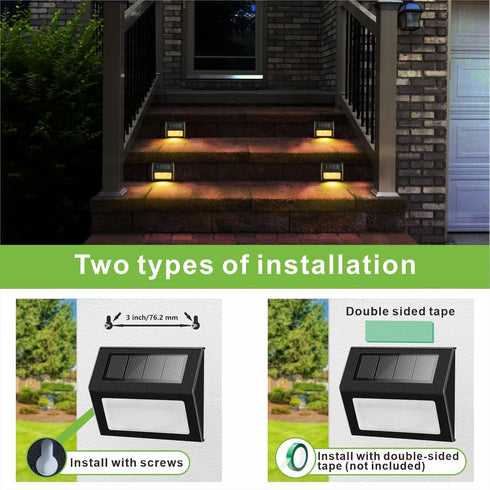 XLUX Outdoor Solar Lights for Stairs Steps Decks, Fences Yard Pathway, LED lamp, Rainproof, 2 Pack Black Metal Housing...