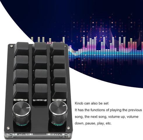 Focket One Handed Programmable Mechanical Keyboard, 12 Key Programmable Macro Keyboard with Knob, USB Programmable Mini Keyboard Programmable Keyb...