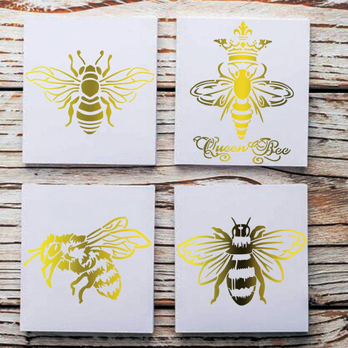 Bee Stencils for Painting Honey Bee Stencil Queen Bee Template Paint Stencils for Painting on Wood Burning Art Craft Canvas Furniture Wall (A5 Bee...