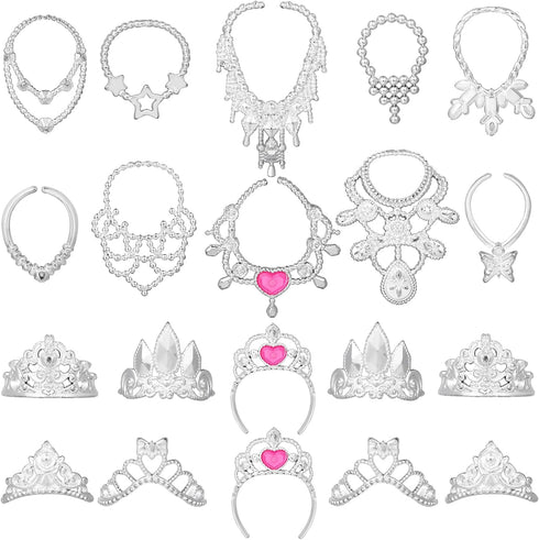 Sumind Doll Accessories Jewelry Set 20 Pieces Doll Necklace Crown Play Set Doll Dress up Jewelry includes 10 Necklaces and 10 Crowns for 11.5 Inch...