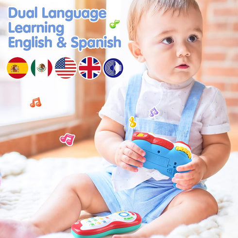 PLAY Baby Controller Toy - Bilingual Spanish & English Learning Toys, Pretend Video Game Controller & TV Remote Combo with Music and Light, Christ...