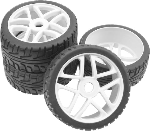 ShareGoo OD 4.09" Rubber 1/8 RC Buggy Tires and 17mm Hex Wheels Rim Compatible with Arrma Typhon Kyosho Losi VRX Redcat HSP HPI 1/8 Scale RC Off R...