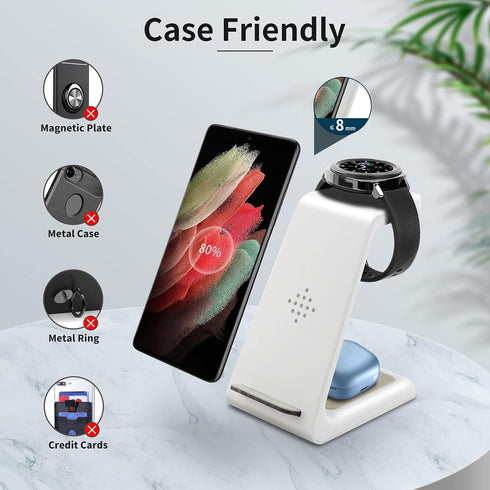 YOCUNKER Wireless Charger for Samsung,3 in 1 Charging Station Dock for Galaxy Watch 5/4/3/2/Active 2/1/Gear S3, S22 Ultra/S21/S20/S10/Note 20/Z Fl...