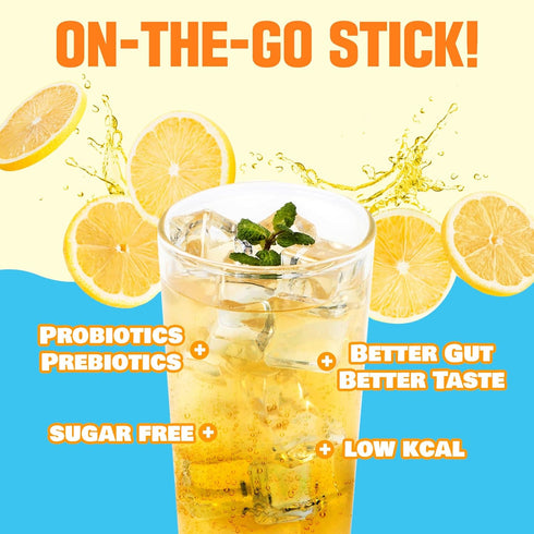 TEAZEN Lemon Kombucha Tea, Hydration Drink Mix, Sugar Free, Live Probiotics & Prebiotics, 10 Sticks, 1.76oz...