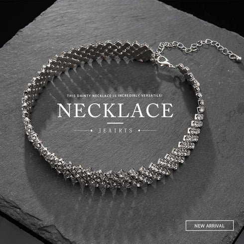 JEAIRTS Rhinestone Choker Necklace Silver Multi-Row Crystal Chokers Sparkly Rhinestone Neck Chain Party Prom Necklaces Jewelry for Women...