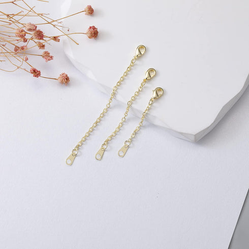 Gold Necklace Extenders Delicate 1",2",3" Inches Necklace Extension Chain Set for Necklaces Chokers Bracelets Anklets,2mm Width Chain Extender wit...