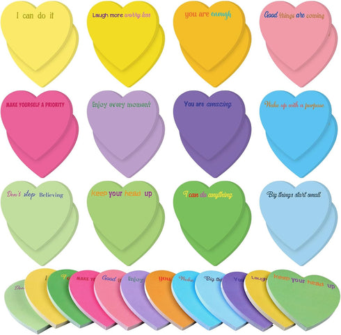 Teling 24 Pieces Inspirational Sticky Notes Graduation Gift Heart employee gifts Cute Sticky Note Pads Gifts for Reminder Work Studying 3x3 inch(V...