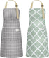 NLUS 2 Pack Kitchen Cooking Aprons, Adjustable Bib Waterproof Chef Apron with 2 Pockets for Men Women(Green Plaid/Grey Plaid)...
