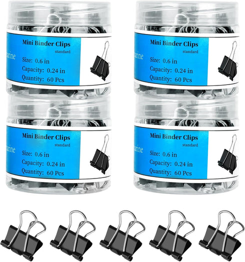 240 Pcs Mini Binder Clips, Small Binder Clips, 15mm Black Clips for office...