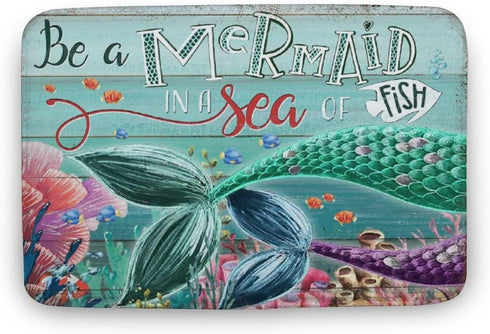 Be A Mermaid in A Sea of Fish - Mermaid Welcome Doormat Outdoor Indoor Farmhouse Entrance Rugs Housewarming Decor Home Kitchen Floor Front Door Ma...