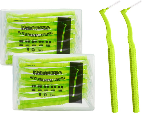 32 Count Interdental Brush Cleaners Dental Brushes Toothpick Tooth Flossing Head Oral Dental Hygiene Brush Interdental Angle Brushes with Portable...