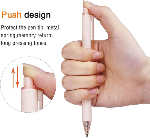 12 Pack Cute Pens Black Ink for Note Taking Writing Retractable Gel Pen Pretty Quick Drying Ink 0.5mm Ballpoint Fine point Pretty Premium Office S...