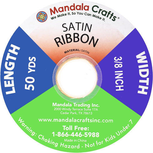 Mandala Crafts Green Satin Ribbon for Crafts - 50 Yards 3/8 Inch Wide Fabric Ribbons for Gift Wrapping, Flower Bouquets, Hair Bows, and Wedding Pa...