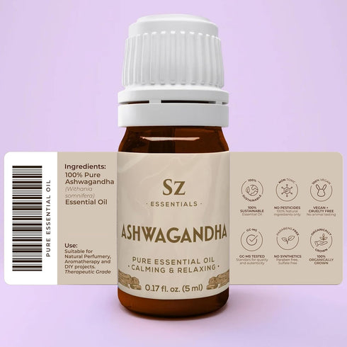 Ashwagandha Essential Oil, 100% Pure and Natural - Undiluted, Steam Distilled from Withania Somnifera - Woody & Earthy Scent with Nutty Overtones ...