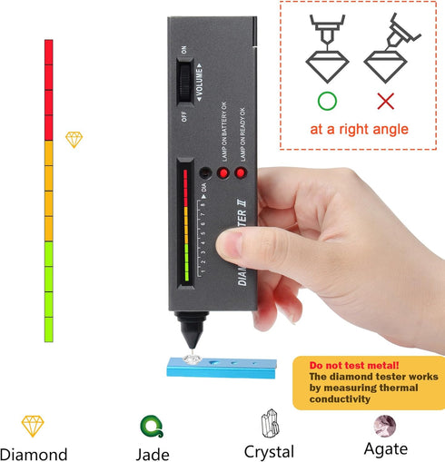 MIUONO Diamond Tester, Professional Diamond Gem Tester Pen with 10x Magnifier and Tweezers for Novice and Expert (Battery Included)...