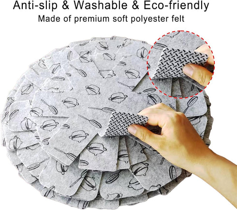 Pot and Pan Protectors Cookware for Stacking 12 Pcs (10" 14" 15"), Cookware Protector Set, Pots and Pans Dividers, Avoid Scratching Marring Protec...