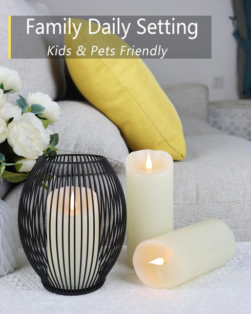 Flameless Candles Flickering 3D Moving Flame, Last 1000+ Hours Battery Operated Candles with Timer, Ivory Real Wax Electric LED Pillar Candles for...