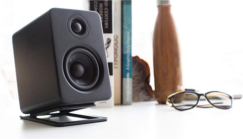 Kanto S2 Tilted Desktop Speaker Stands for Small Speakers & Compact 2”-3” Studio Monitors | Supports 6 lbs | Damping Foam Padding | Pair | Black...
