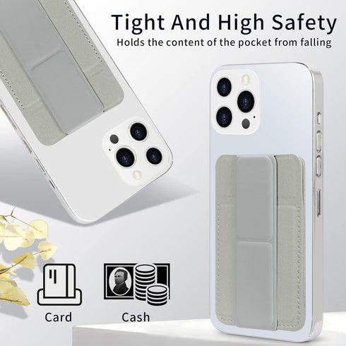 WWW Card Holder with Stand for Back of Phone,Secure Stick on Wallet,PU Leather Credit Cards Holder for Cell Phone with 3M Adhesive Sticker for Sma...