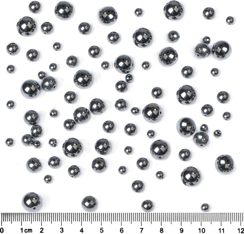 Bymitel 8mm Natural Hematite Metallic Round Beads Gemstones Genuine with 140pcs DIY Jewelry Making Unisex (8mm 140pcs, Hematite)...