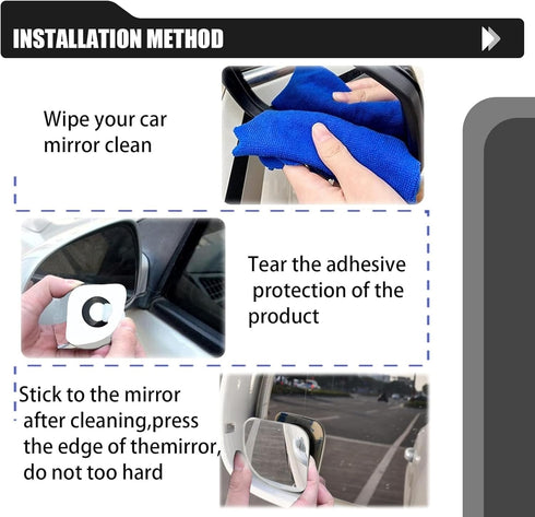 2 PCS Car Sector-shaped Blind Spot Mirror, 1.96-inch High-definition Glass Frameless Convex Rearview Mirror, Adjustable Reversing Assist Mirror Ac...