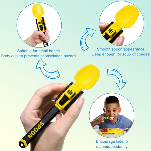 Construction Toddler Utensils - Reusable Plastic Toddler Fork and Spoon & Storage Case - Suitable for Kids Utensils Toys - Used for Toddler Gifts ...