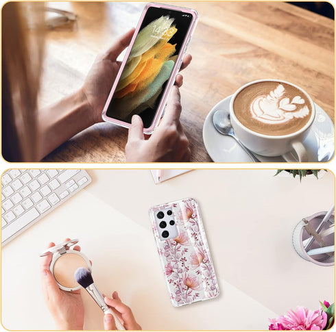 Esdot for Samsung Galaxy S21 Ultra Case,Military Grade Passing 21ft Drop Test,Rugged Cover with Fashionable Designs for Women Girls,Protective Pho...