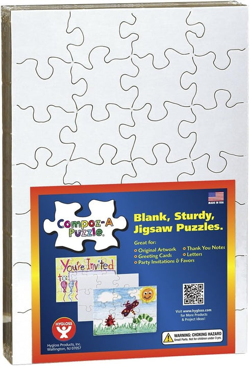 Hygloss Puzzles DIY Party Invite - Blank Puzzle for Decorating - Art Activity - Use as Party Favors - White, Sturdy – 5.5 x 8 Inches, 28 Pieces - ...
