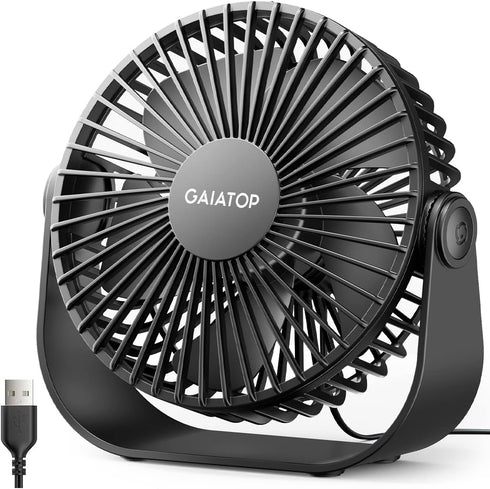 Gaiatop USB Desk Fan, 3 Speeds with Strong Airflow, 5.5 Inch Quiet Small Portable Table Fan, 90° Rotate Personal Cooling Fan For Bedroom Home Offi...