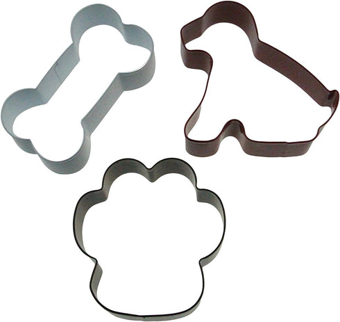 Dog Cookie Cutter Set of 3 - Dog, Paw Print and Dog Bone Stainless Steel Cookie Cutters...